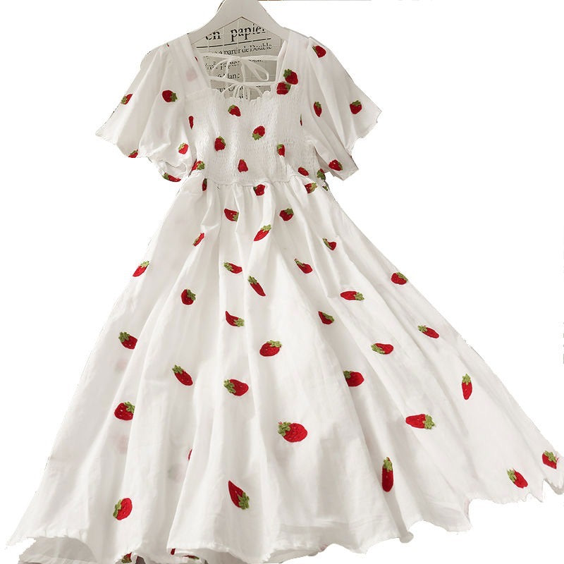 Maison D’Luz | Fruit Embroidered Midi Dress – Summer Elegance Collection