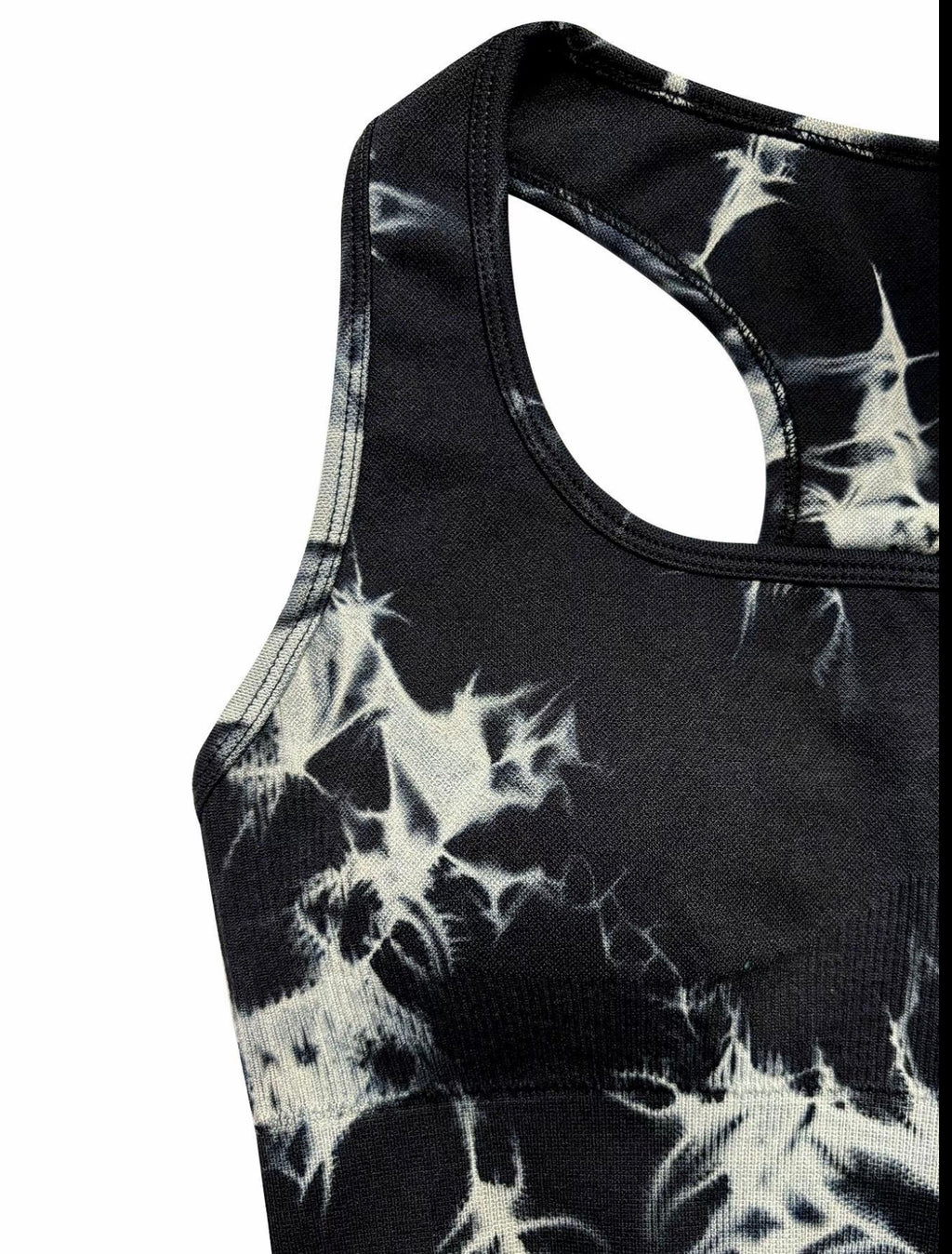 Women’s Tie Dye Sports Crop Tank Top – Square Neck Padded Yoga Gym Vest, Seamless Workout Sportswear