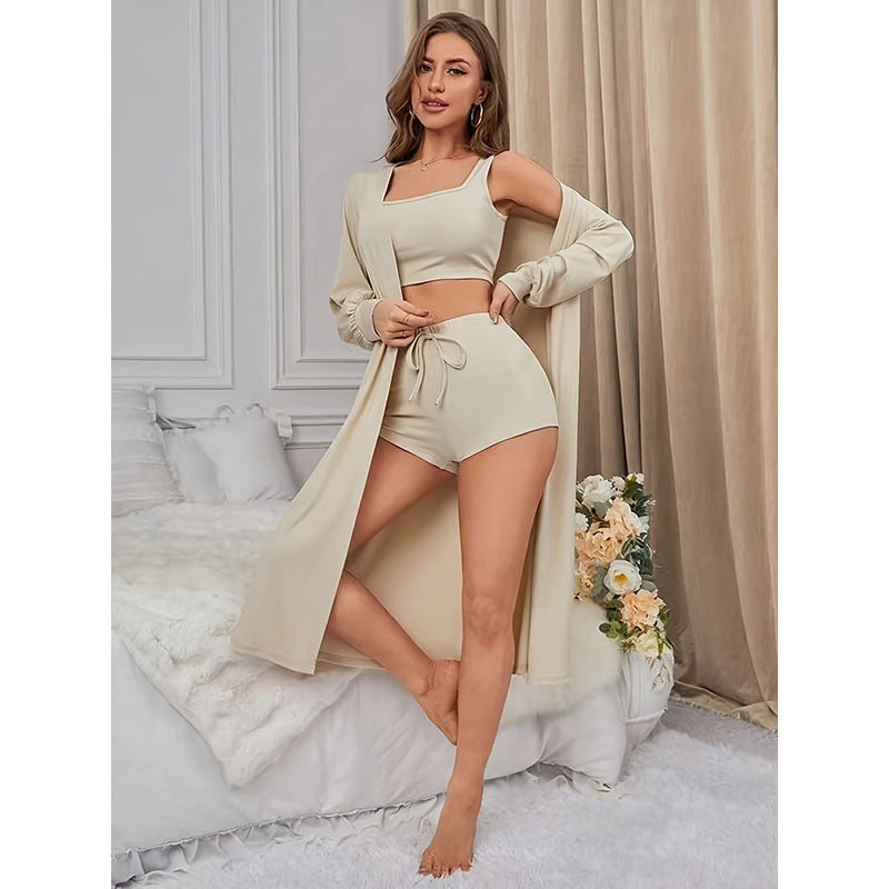 Women’s Casual Lounge Set – European & American Style Two-Piece Outfit, Breathable Sleepwear for Spring/Summer